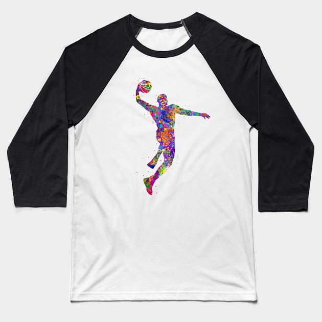 Basketball player dunk Baseball T-Shirt by Yahya Art